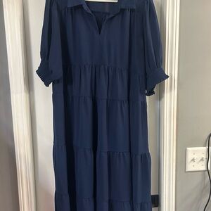 Umgee Deep Blue Gathered Blouse